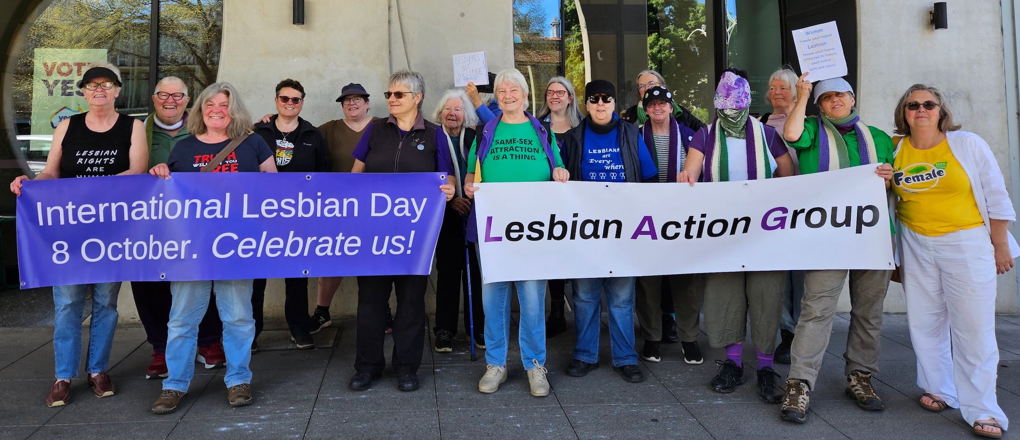 Lesbian Action Group: Attendees at an 8th October protest of the Vic Pride Centre